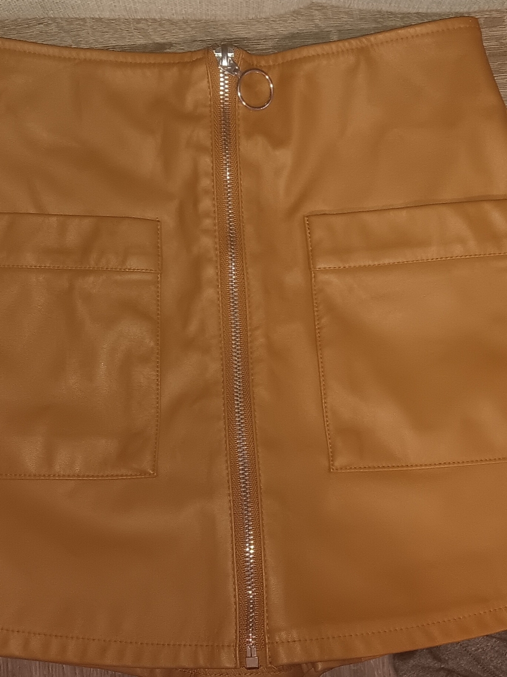 Forever 21 Caramel Color Faux Leather Skort with Front Zipper Small